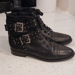 Ted Baker Women Kelanaa Studded Leather Boots Black Size 9.5